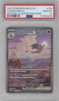 Charizard ex from the 2023 Pokemon SV set graded by PSA and given an overall grade of 10.