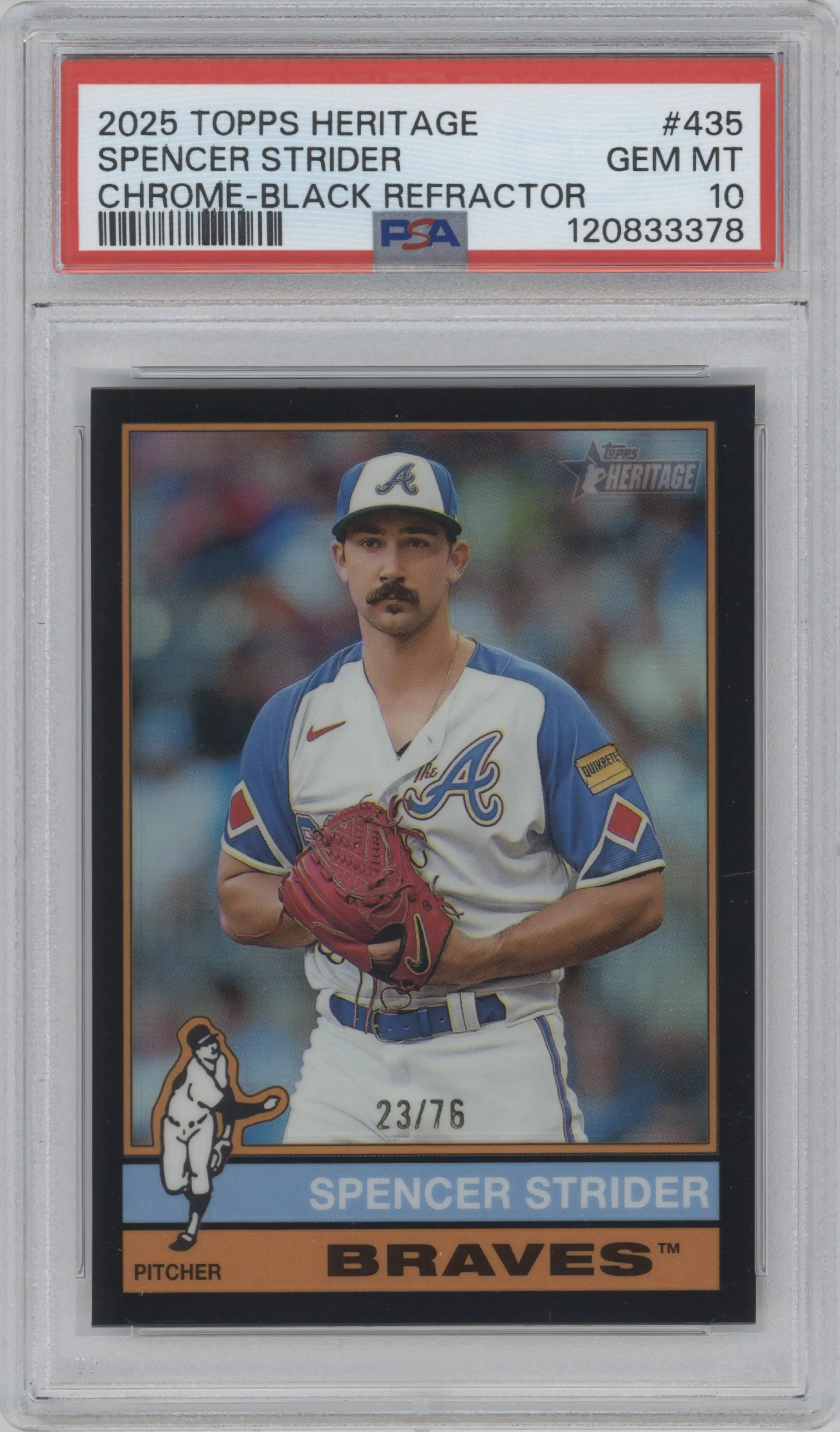 2025 Topps Heritage Chrome Spencer Strider Black Refractor #435 PSA 10
