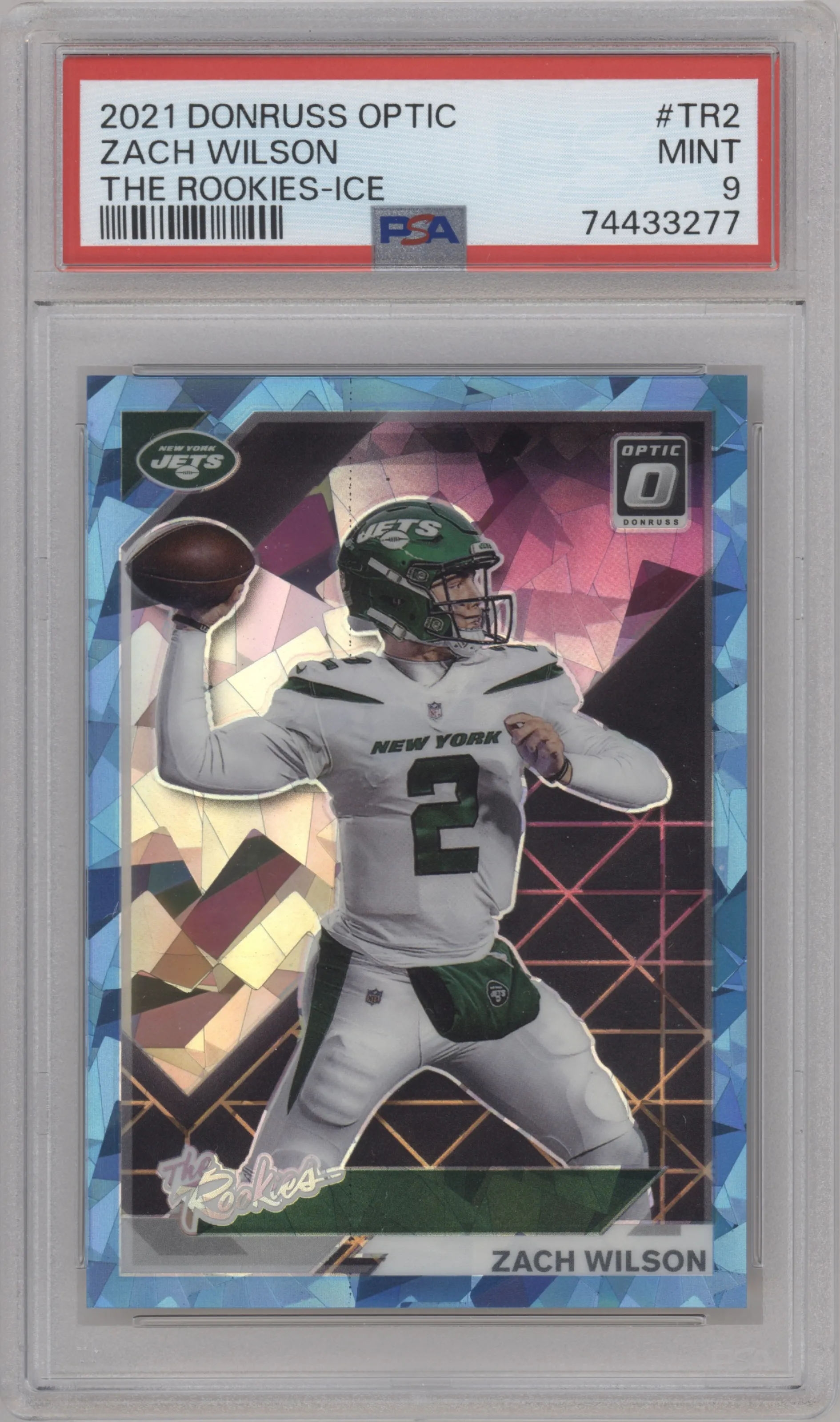 2021 Panini Donruss Optic The Rookies Zach Wilson Ice PSA 9