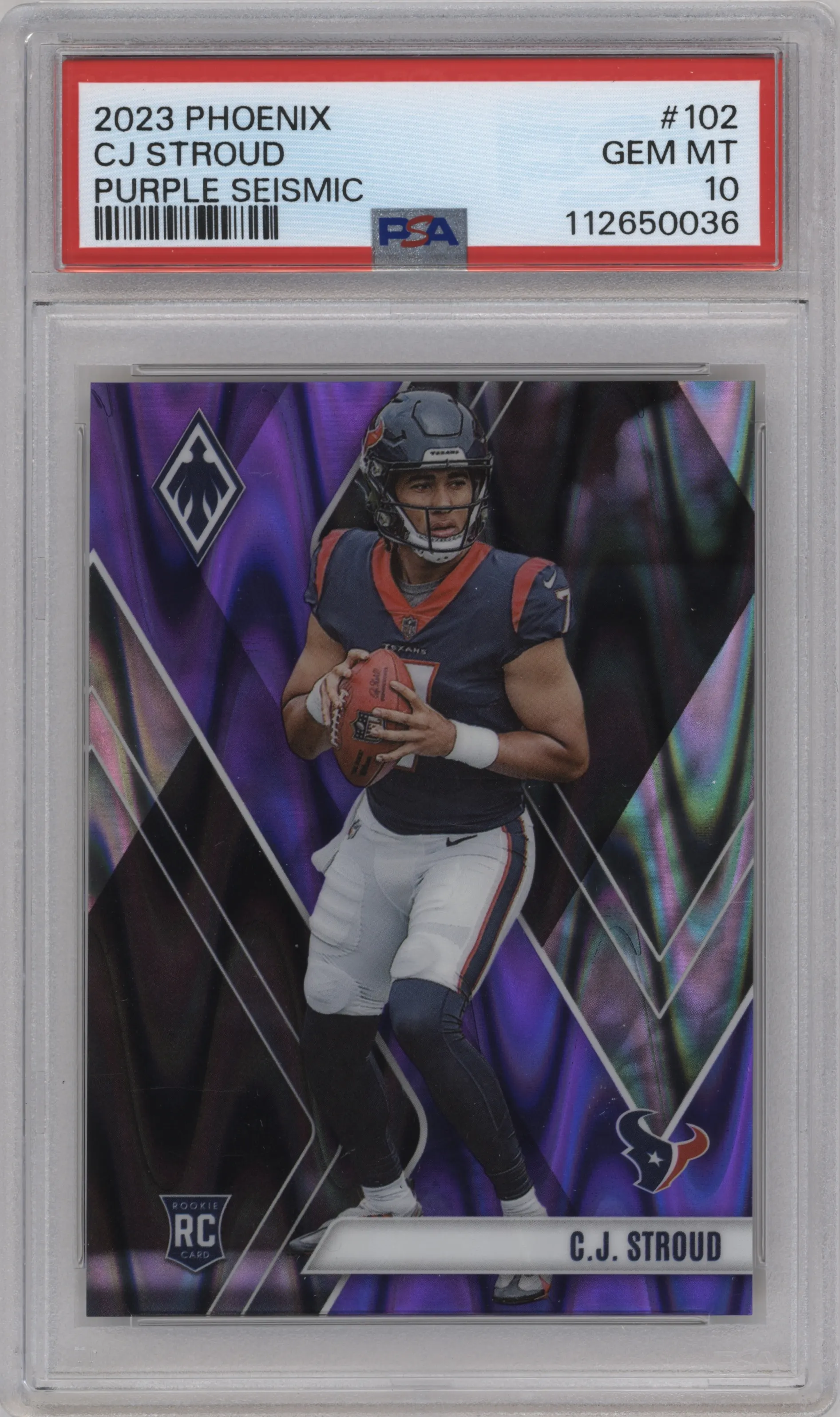 2023 Panini Phoenix C.J. Stroud Purple Seismic PSA 10