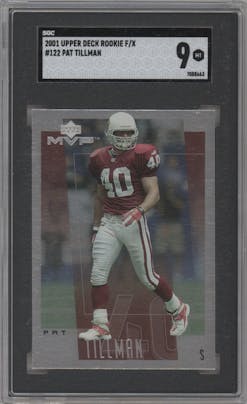 Pat Tillman from the 2001 Upper Deck Rookie FX set graded by SGC and given an overall grade of 9.