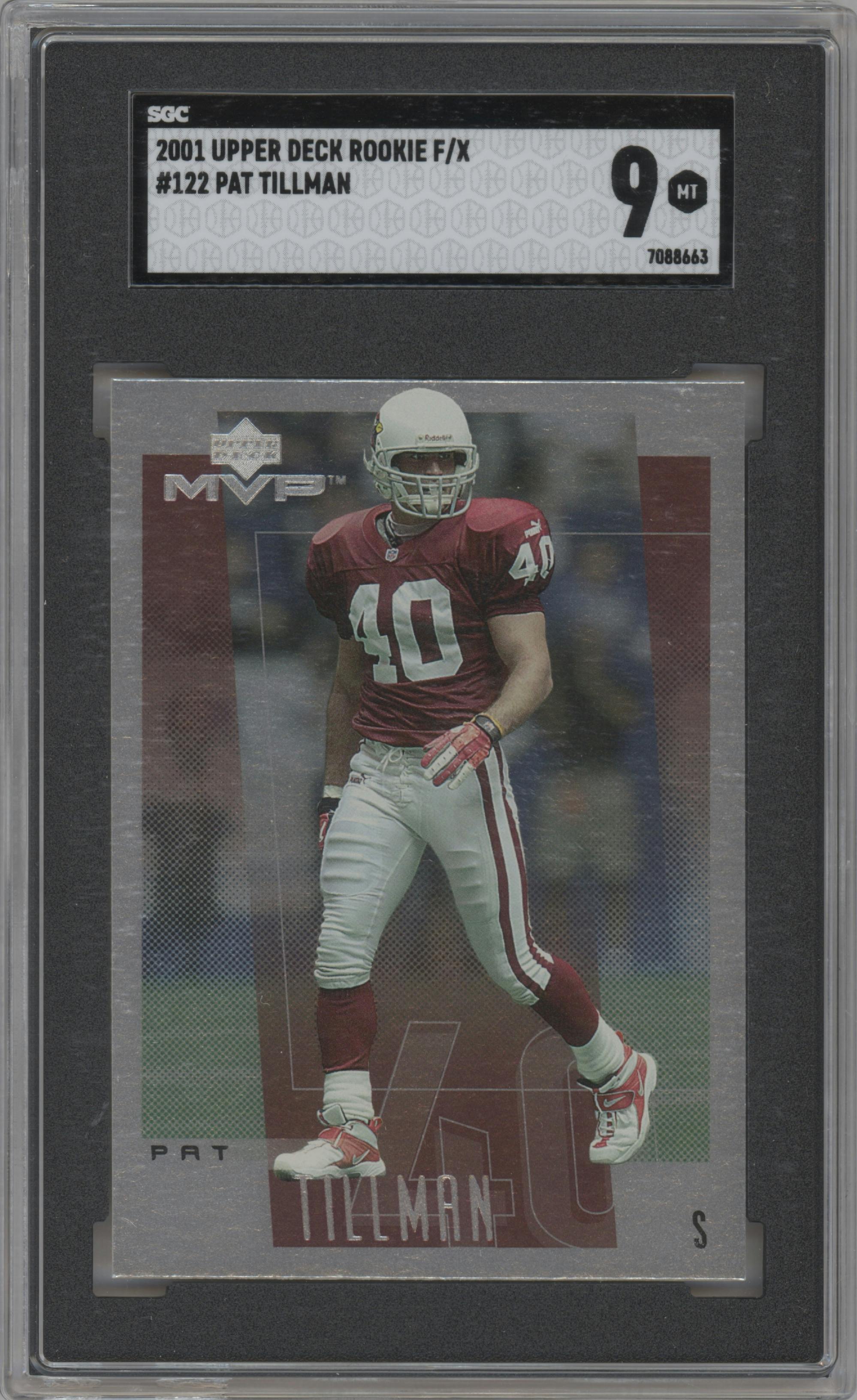 Pat Tillman from the 2001 Upper Deck Rookie FX set graded by SGC and given an overall grade of 9.