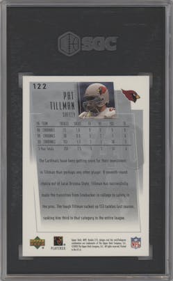 Pat Tillman from the 2001 Upper Deck Rookie FX set graded by SGC and given an overall grade of 9.