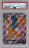 Charizard V from the 2020 Pokemon SWSH set featuring a Champion's Path ETB parallel graded by PSA and given an overall grade of 10.