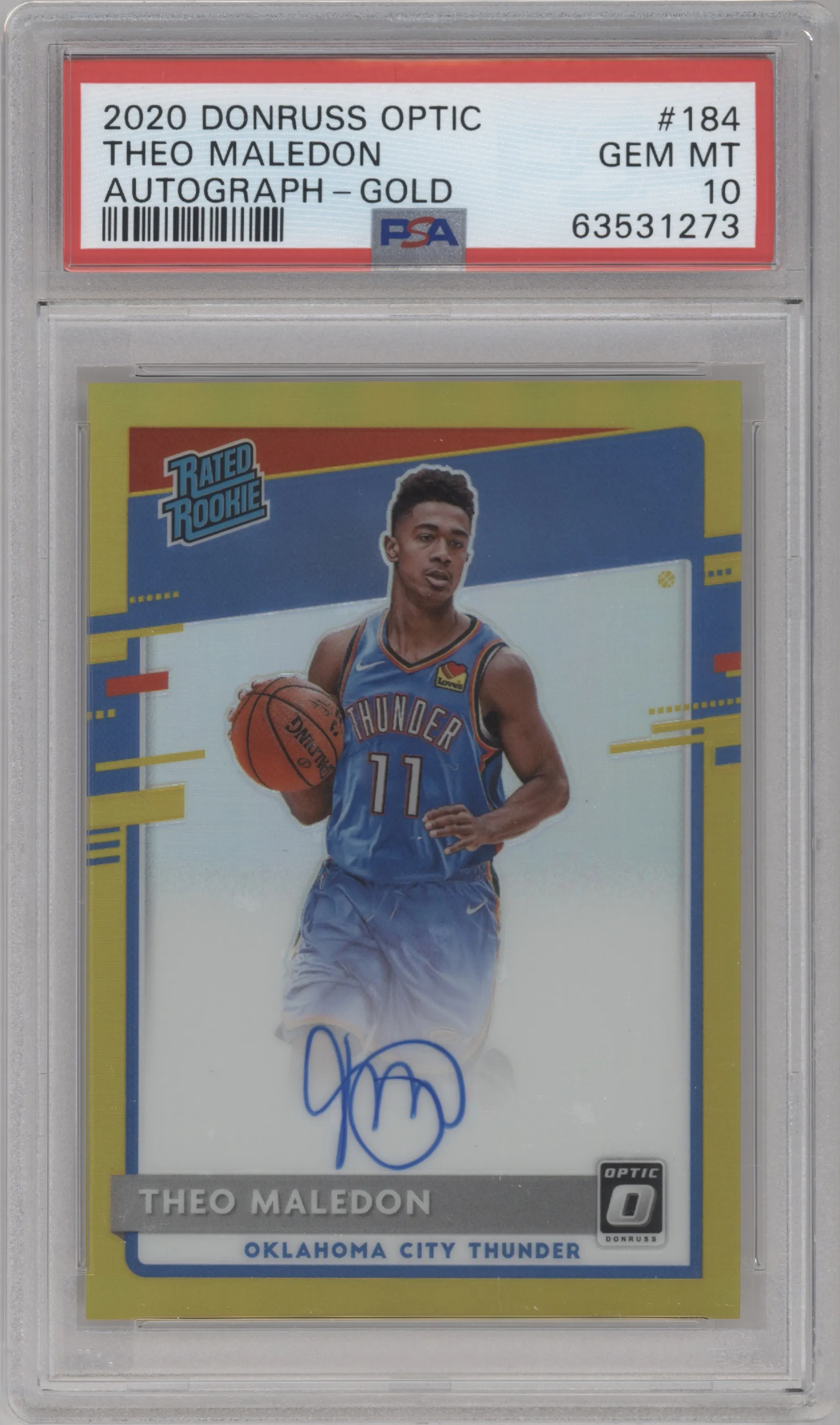 2020 Panini Donruss Optic Rtd.Rke.Sig. Theo Maledon Gold PSA 10