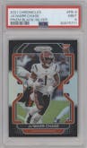 Ja Marr Chase from the 2021 Panini Chronicles set featuring a Silver parallel graded by PSA and given an overall grade of 9.