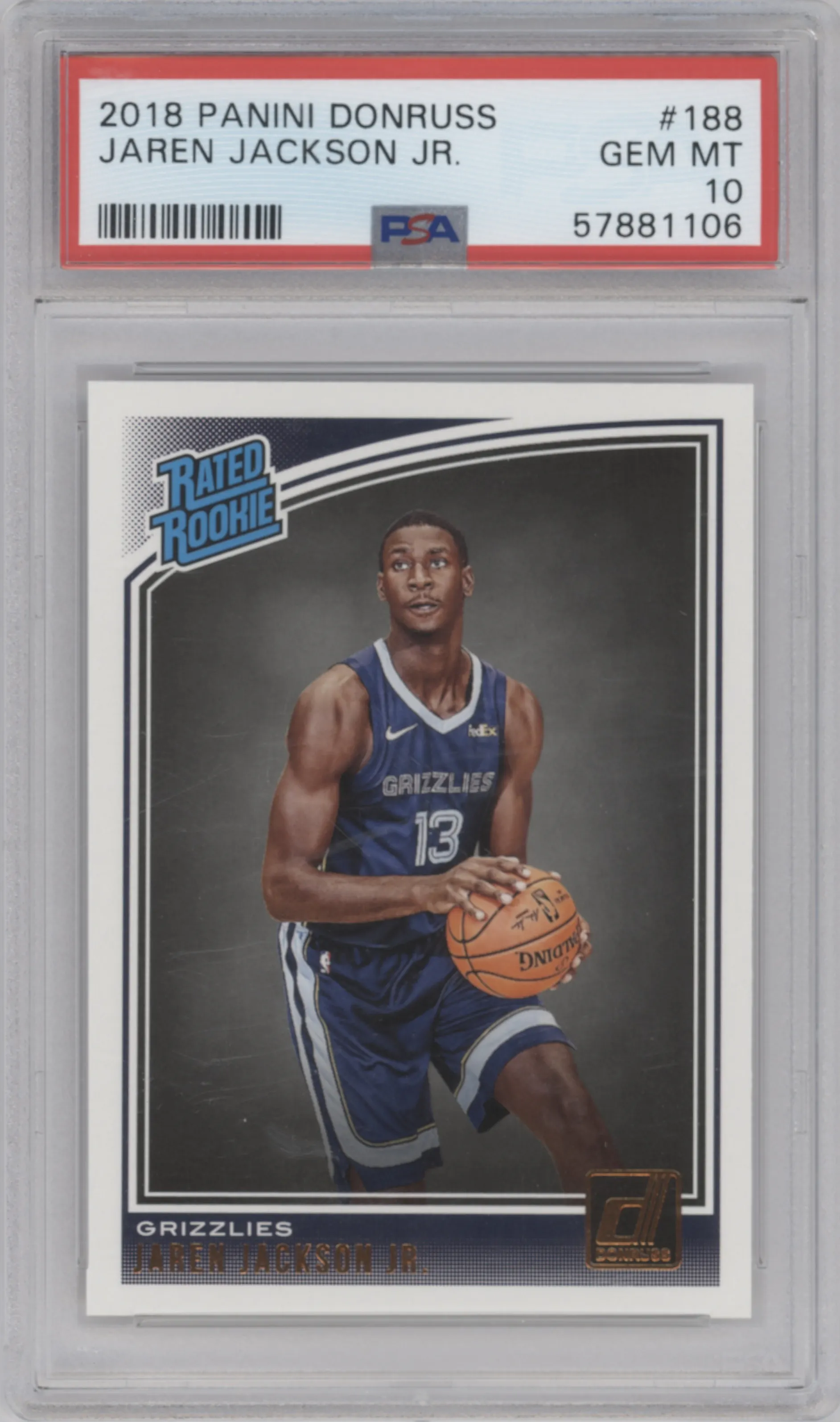 2018 Panini Donruss Rated Rookie Jaren Jackson Jr. PSA 10