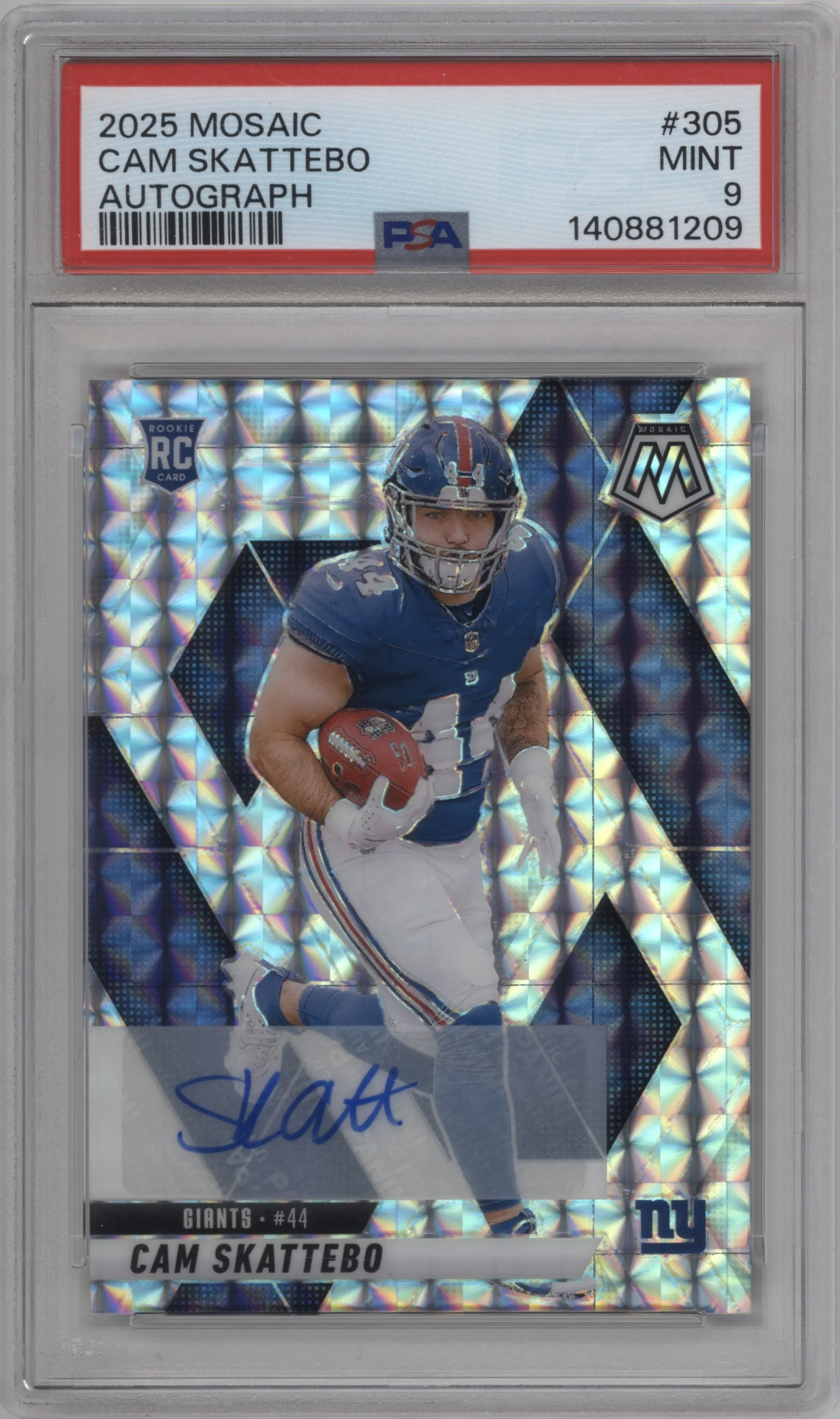 2025 Panini Mosaic Rke.Auto Cam Skattebo #305 PSA 9