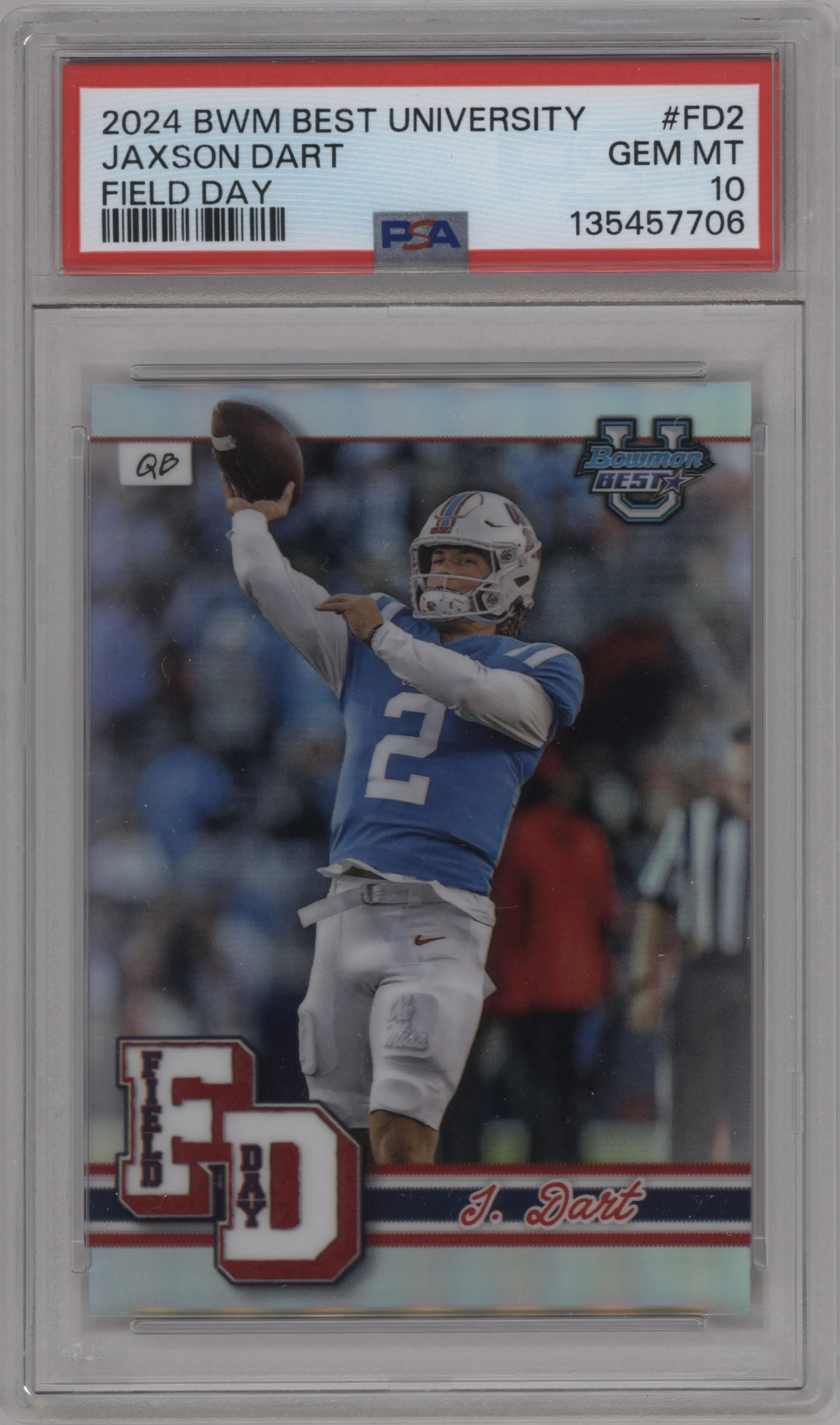 2024 Bowman University Best Field Day Jaxson Dart #FD-2 PSA 10