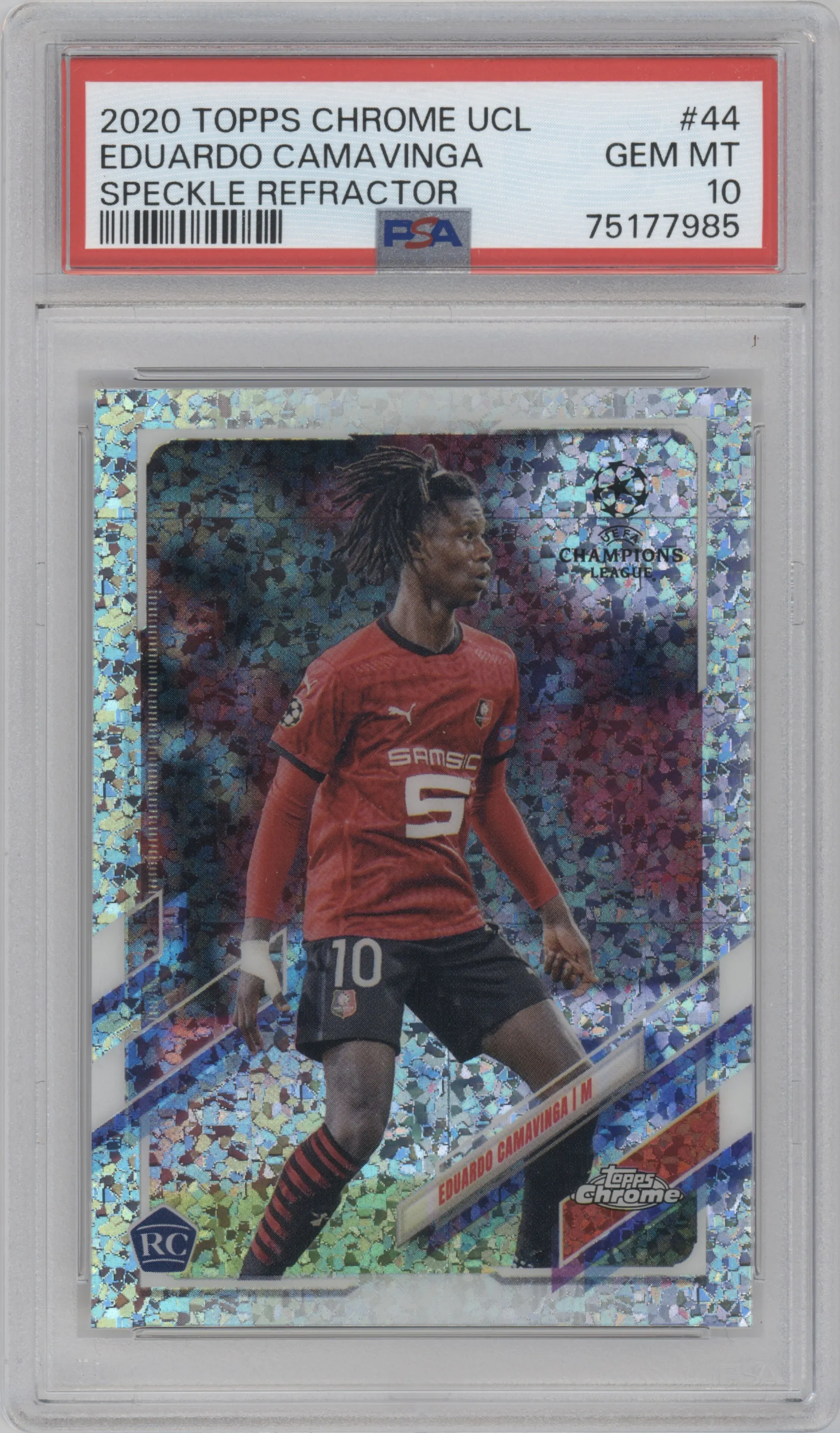 2020 Topps Chrome UEFA Champions League Eduardo Camavinga Speckle Refractor PSA 10