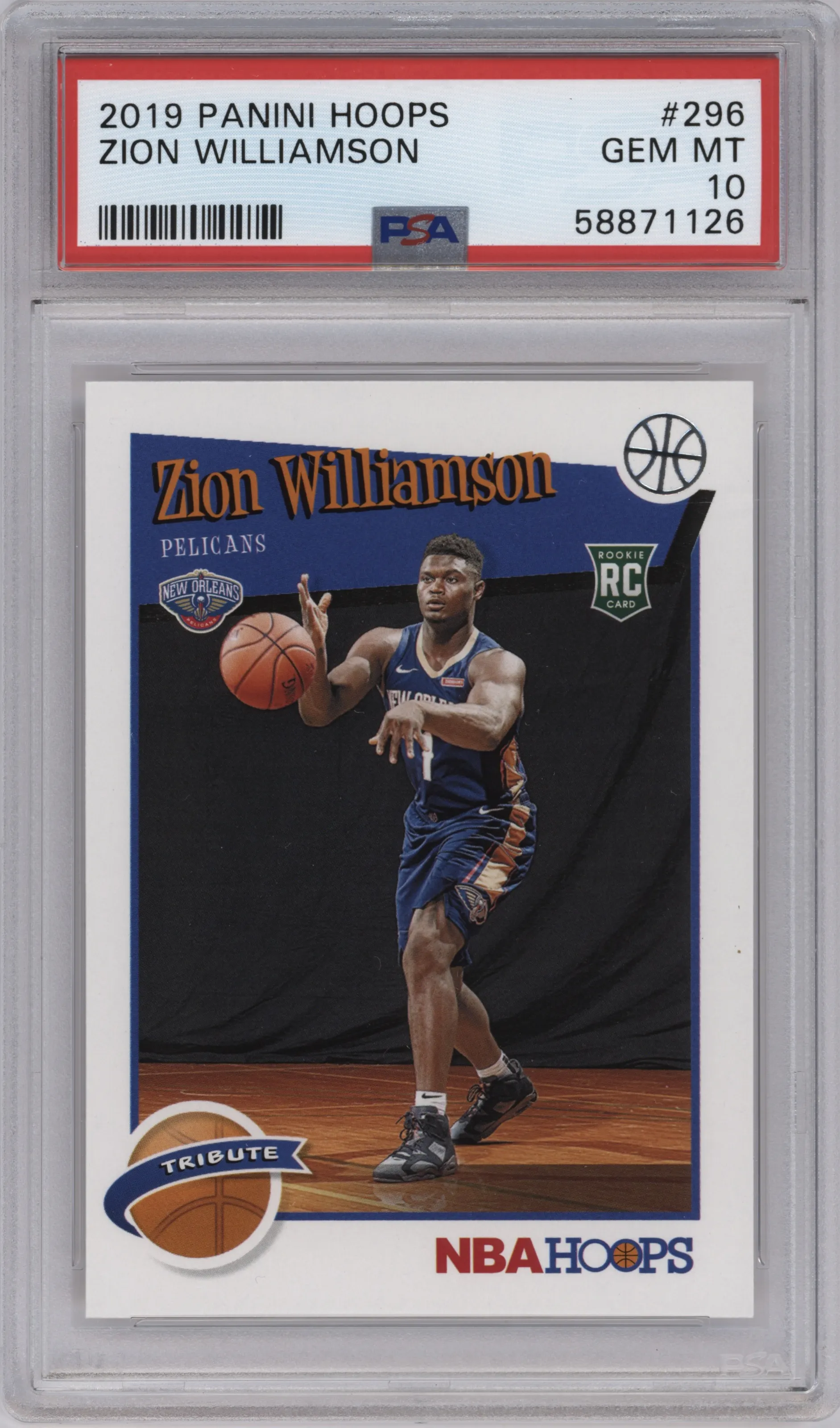 2019 Panini NBA Hoops Tribute Zion Williamson PSA 10