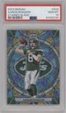  Aaron Rodgers from the 2023 Panini Mosaic set graded by PSA and given an overall grade of 10.
