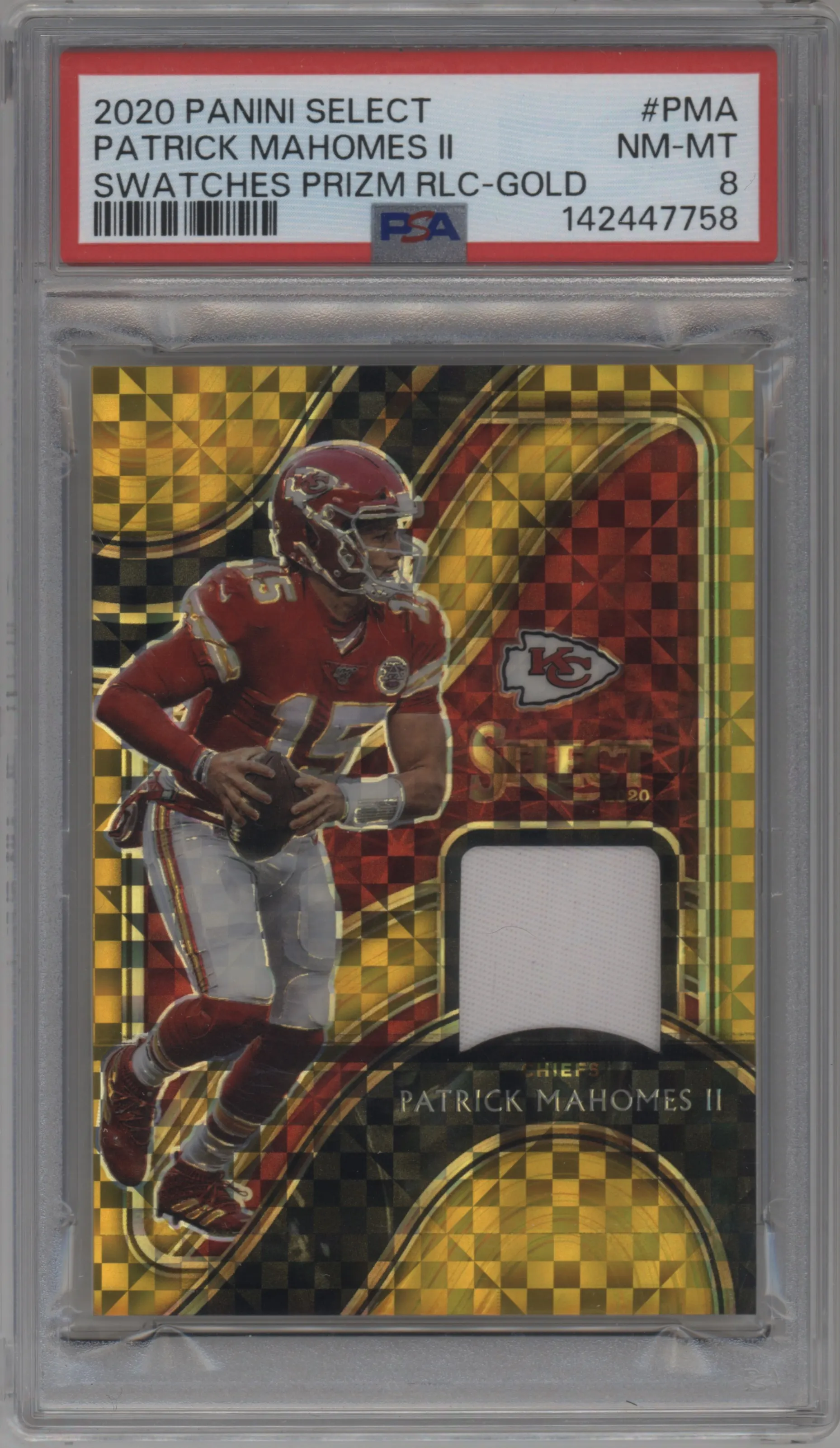 2020 Panini Select Select Swch. Patrick Mahomes II Gold Prizm #SS-PMA PSA 8