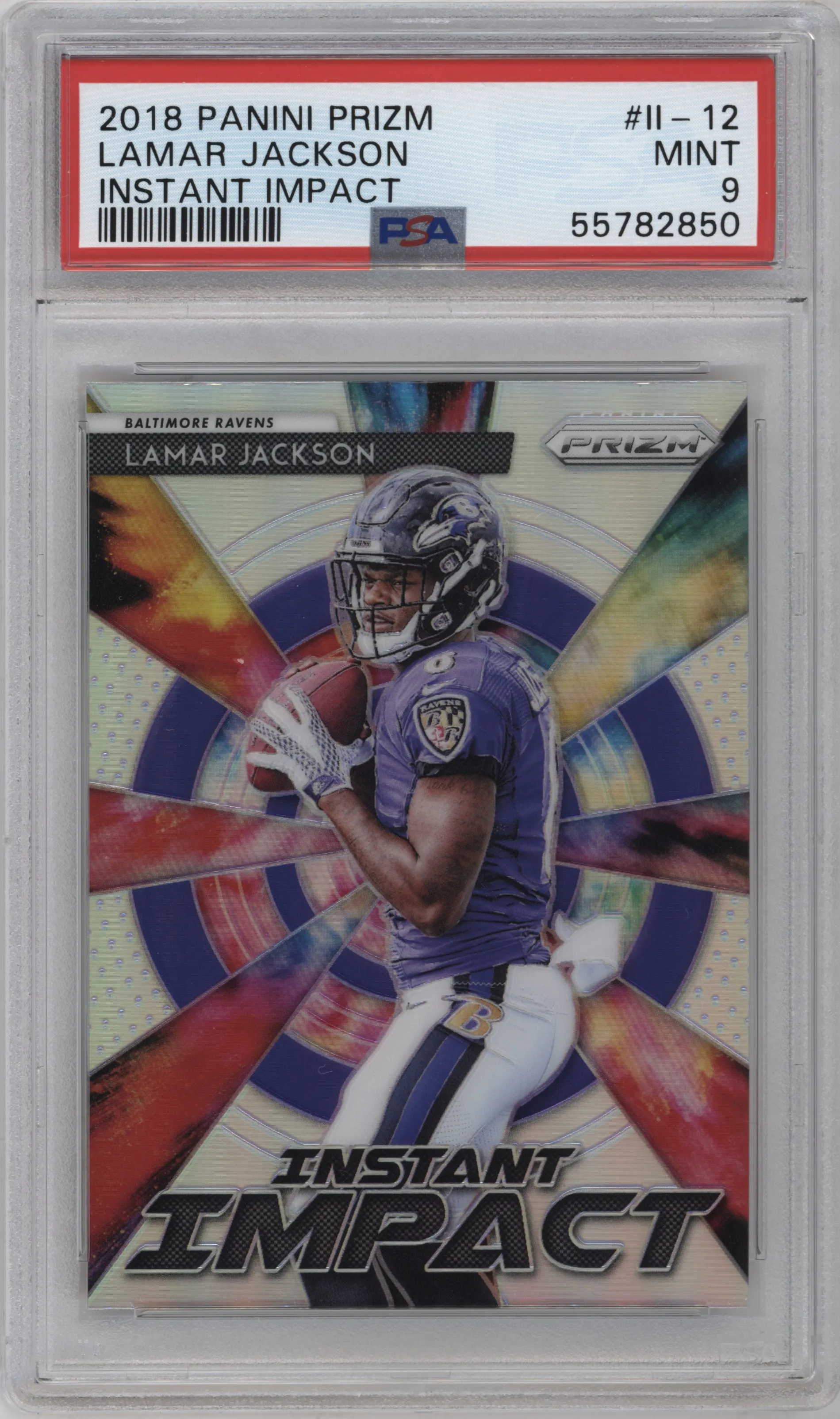2018 Panini Prizm Instant Impact Lamar Jackson #II-12 PSA 9