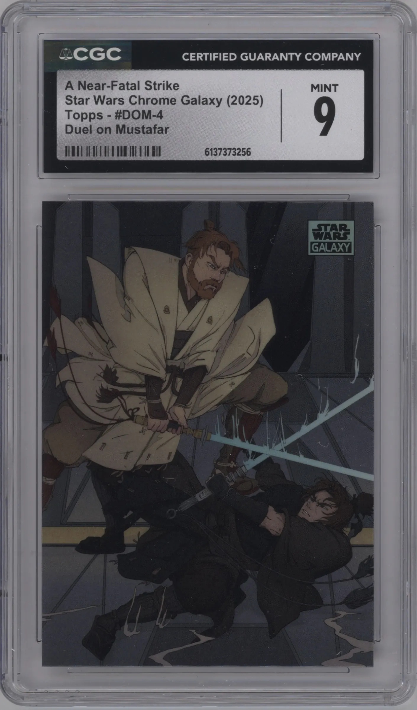 2025 Topps Chrome Star Wars Galaxy Duel on Mustafar A Near-Fatal Strike #DOM-4 CGC 9