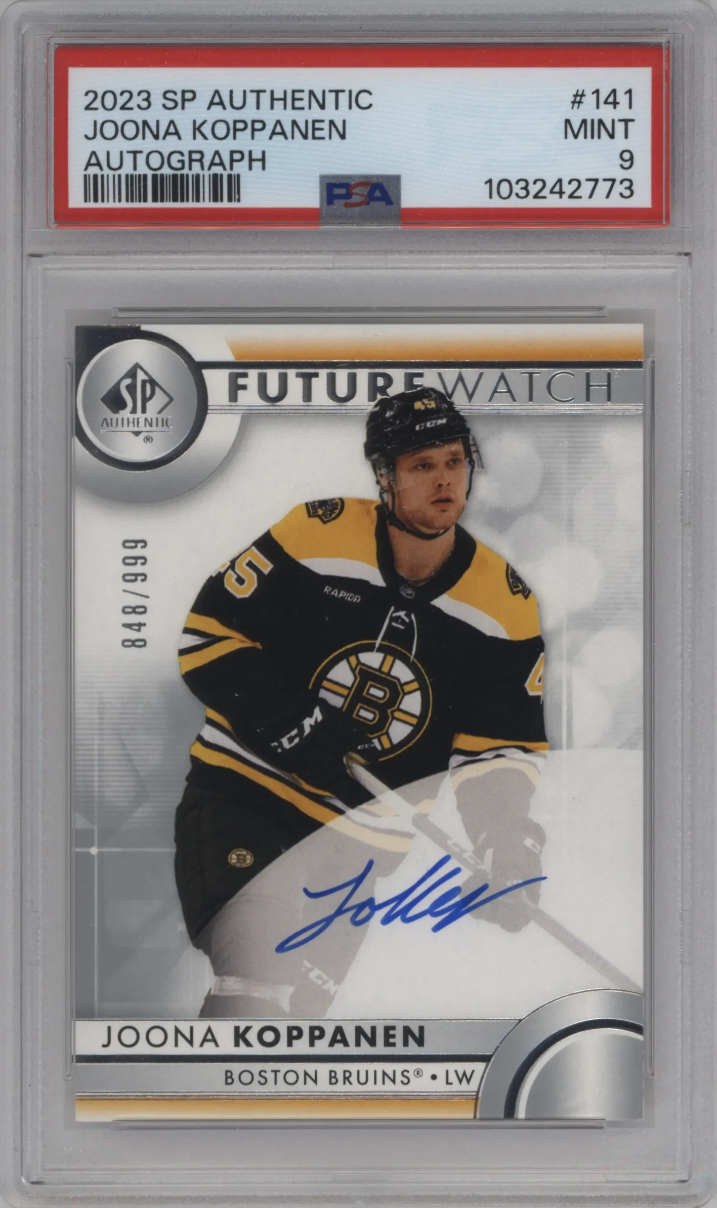 2023 SP Authentic Future Watch Auto Joona Koppanen #141 PSA 9
