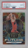 Gradey Dick from the 2023-24 Panini Select  set featuring a Tie-Dye parallel graded by PSA and given an overall grade of 10.