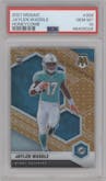 Jaylen Waddle from the 2021 Panini Mosaic set featuring a Honeycomb parallel graded by PSA and given an overall grade of 10.
