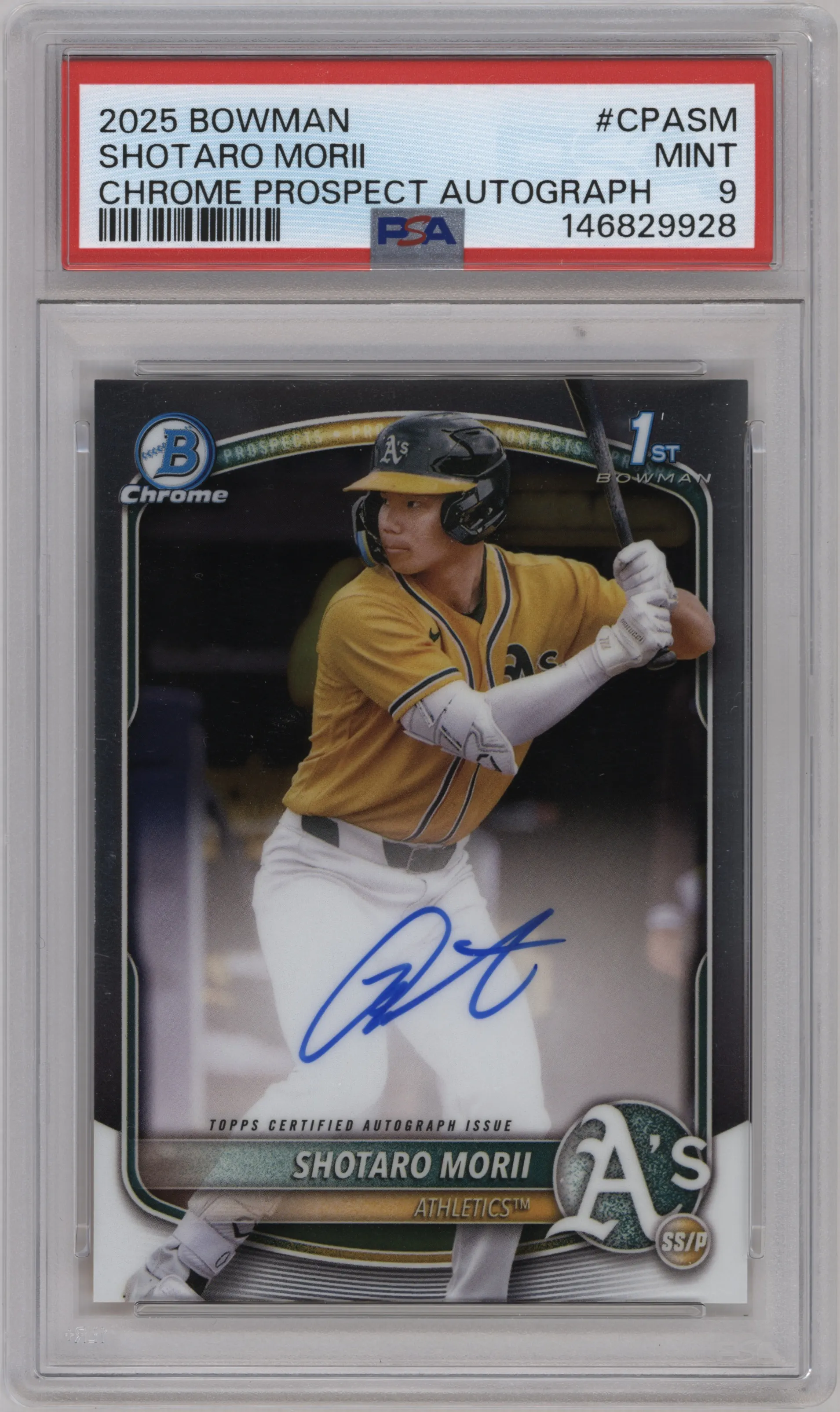 2025 Bowman Chrome Chr.Pros.Auto Shotaro Morii PSA 9