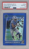 Amon-Ra St. Brown from the 2021 Panini Donruss Optic set featuring a Blue Hyper parallel graded by PSA and given an overall grade of 10.