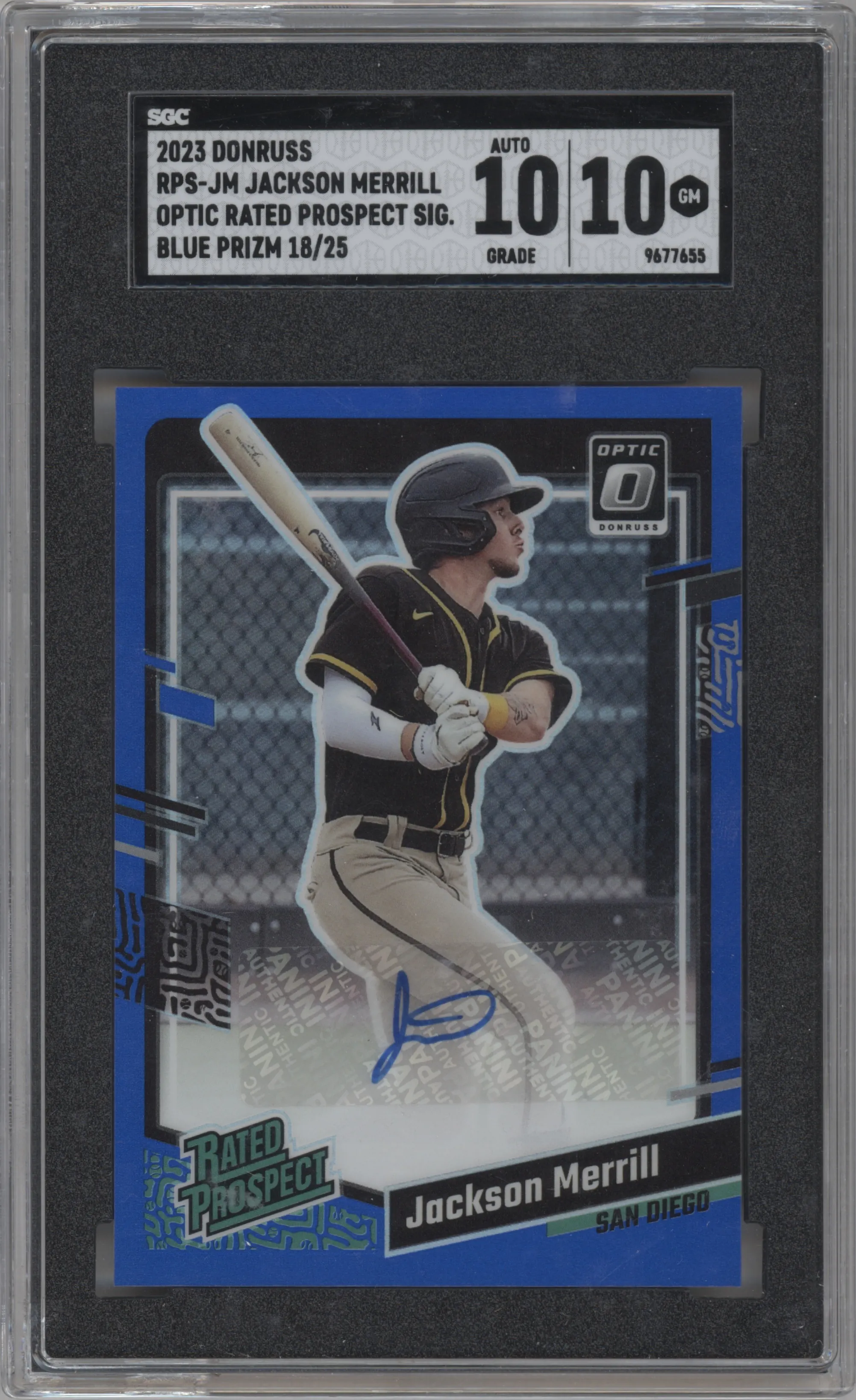 2023 Panini Donruss Opt.Rtd.Pros.Sig. Jackson Merrill Blue SGC 10