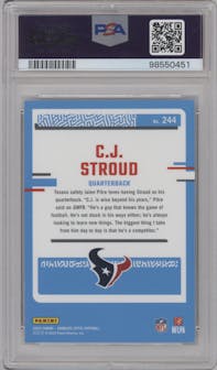 C.J. Stroud from the 2023 Donruss Optic set graded by PSA and given an overall grade of 10.
