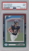 Rome Odunze from the 2024 Donruss set featuring a Red and Green parallel graded by PSA and given an overall grade of 9.