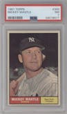 Mickey Mantle from the 1961 Topps set graded by PSA and given an overall grade of 7.