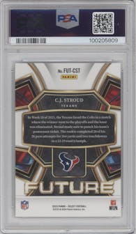 C.J. Stroud from the 2023 Panini Select set graded by PSA and given an overall grade of 9.