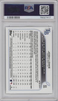 Josh Lowe from the 2022 Topps Chrome set featuring a Prism Refractor parallel graded by PSA and given an overall grade of 10.