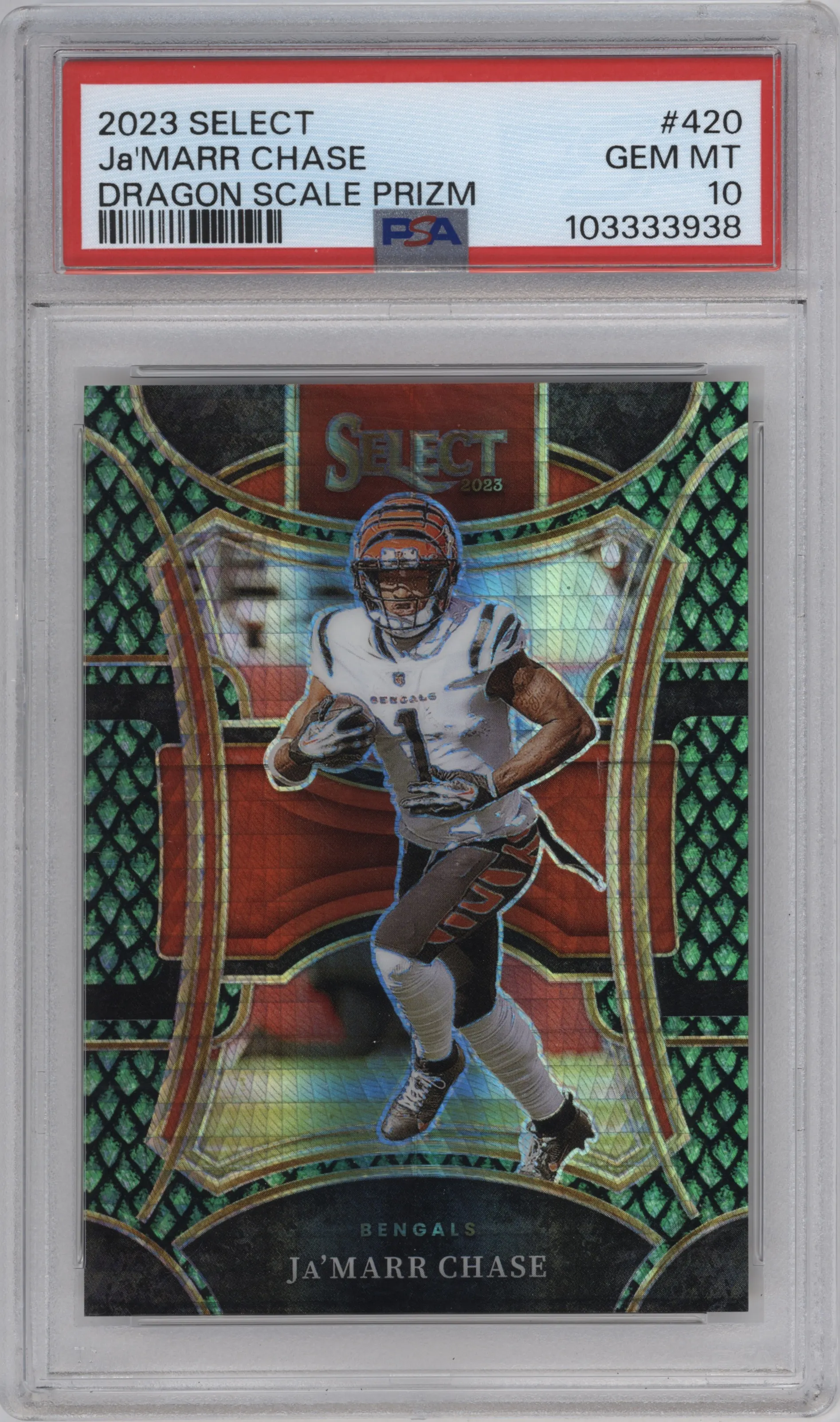 2023 Panini Select Suite Lvl. Ja'Marr Chase Dragon Scale #420 PSA 10
