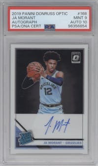 Ja Morant from the 2019-20 Panini Donruss Optic set graded by PSA and given an overall grade of 9.