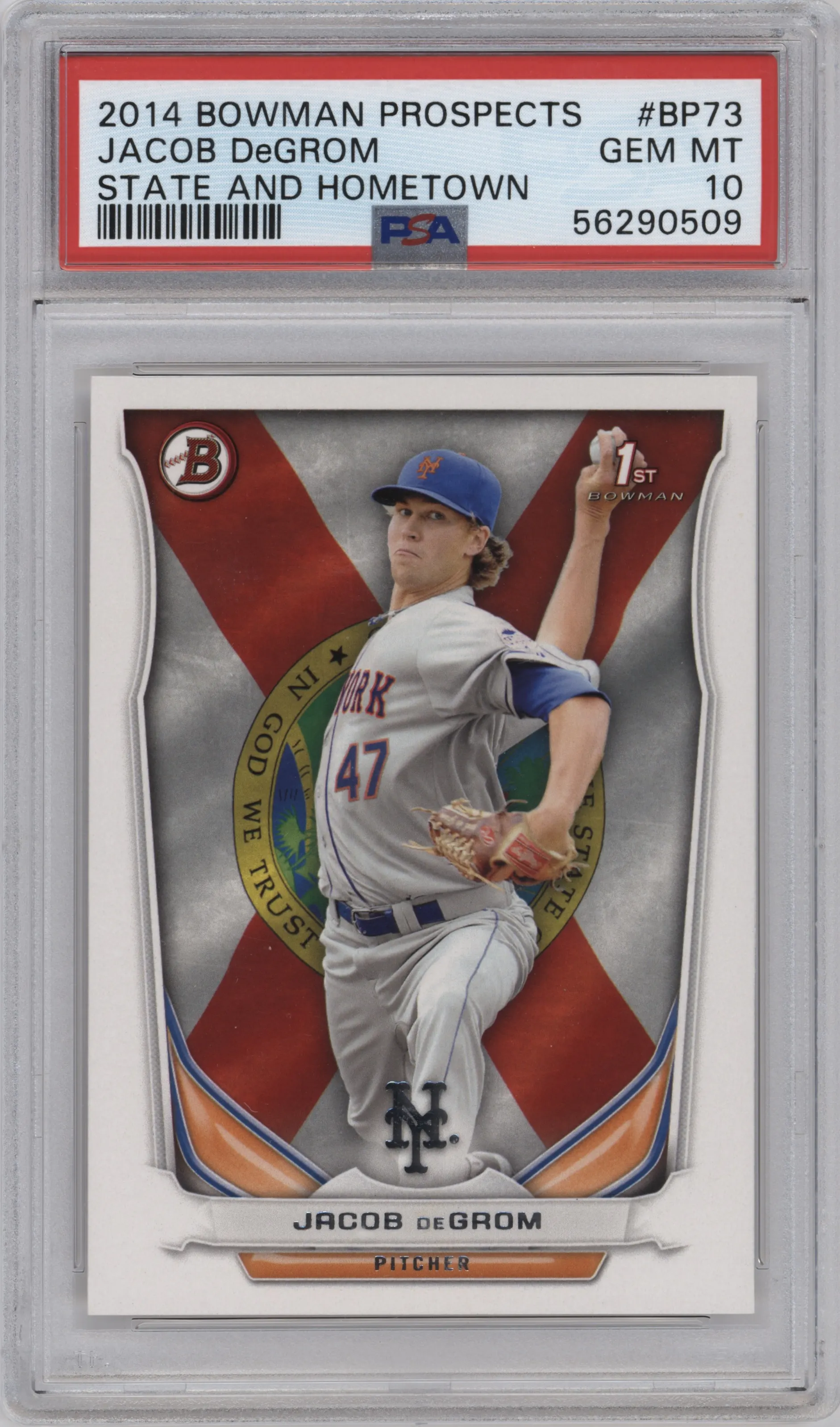 2014 Bowman Prospect Jacob DeGrom State And Hometown #BP73 PSA 10