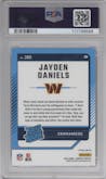 Jayden Daniels from the 2024 Donruss set featuring a Pink parallel graded by PSA and given an overall grade of 10.