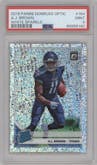 A.J. Brown from the 2019 Panini Donruss Optic set featuring a White Sparkle parallel graded by PSA and given an overall grade of 9.