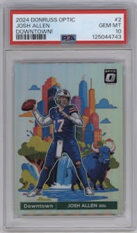 Josh Allen from the 2024 Donruss Optic set graded by PSA and given an overall grade of 10.