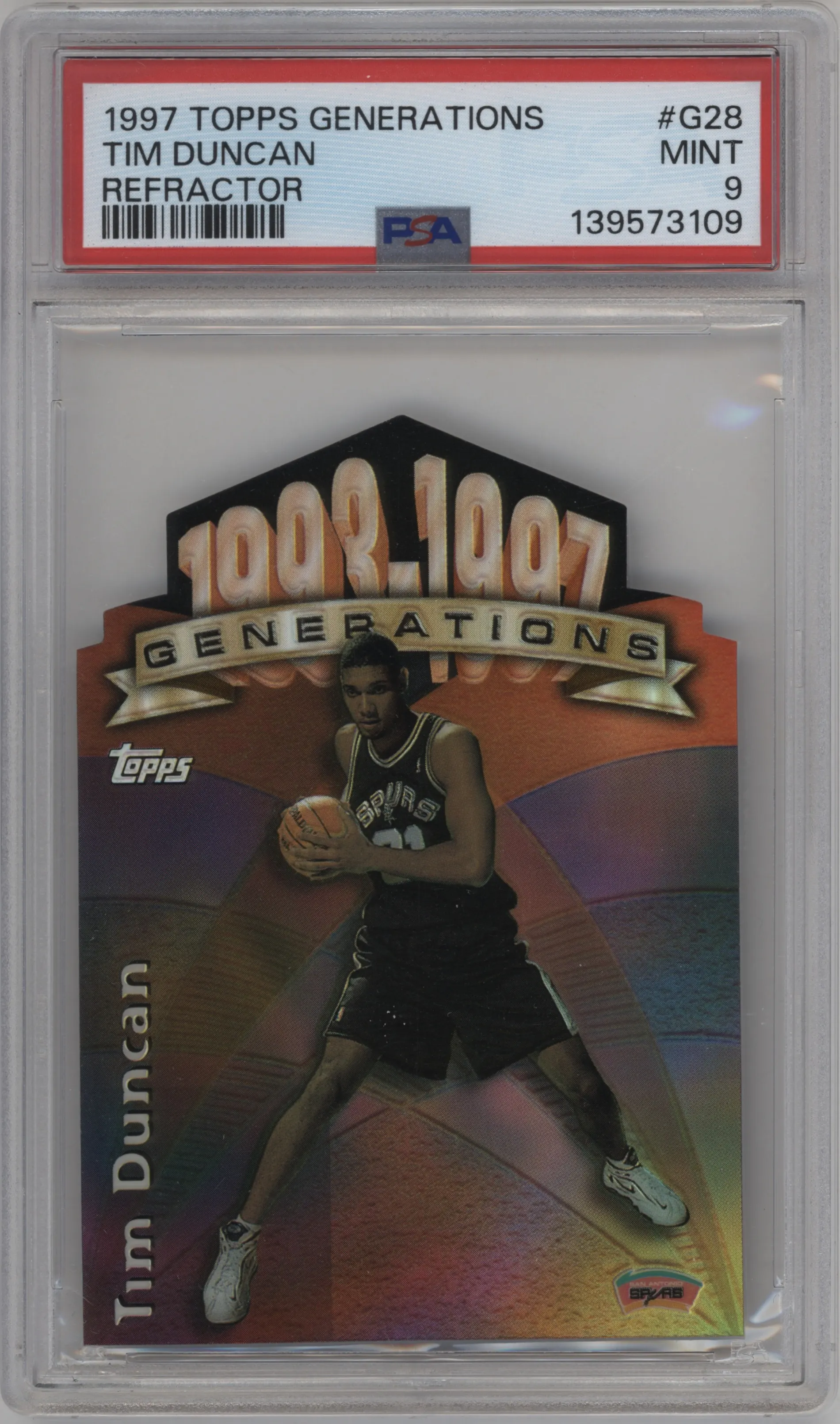 1997 Topps Generations Tim Duncan Refractor #G28 PSA 9