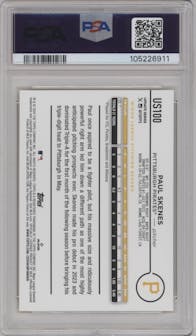 Paul Skenes from the 2024 Topps Update set featuring a Yellow  parallel graded by PSA and given an overall grade of 9.