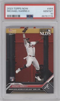 Michael Harris II from the 2023 Topps Now set graded by PSA and given an overall grade of 10.