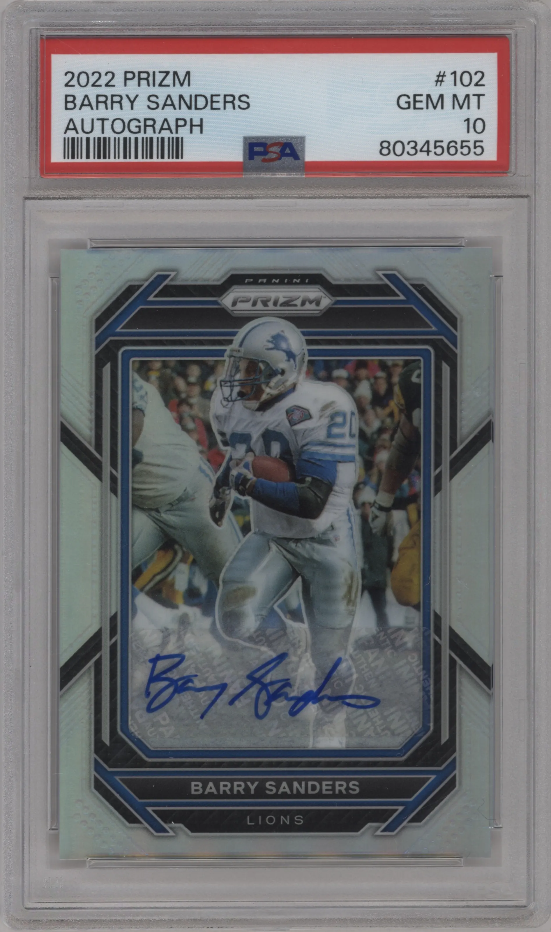 2022 Panini Prizm Auto Barry Sanders #102 PSA 10