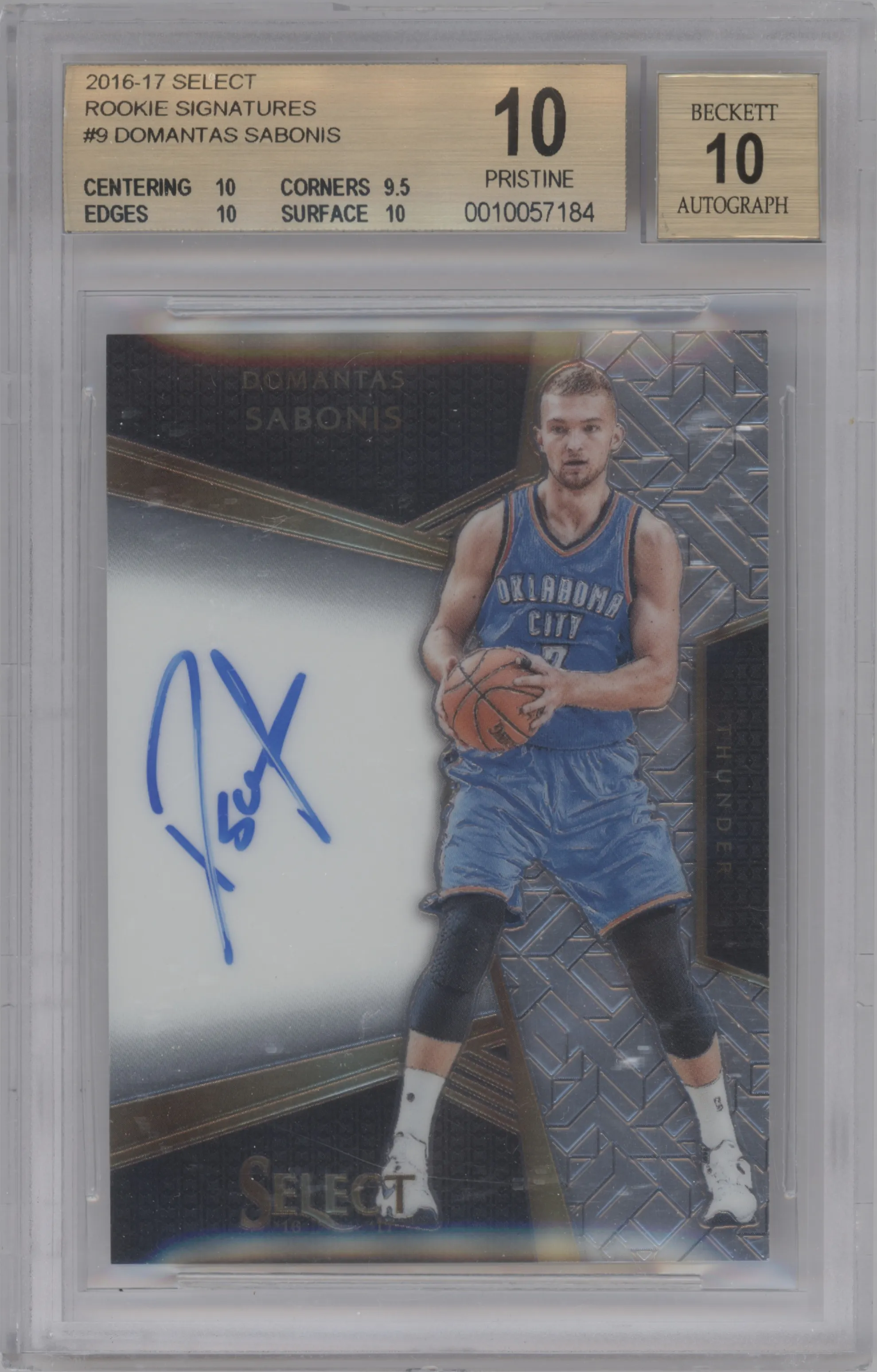 2016 Panini Select Rke.Sig. Domantas Sabonis #9 BGS 10