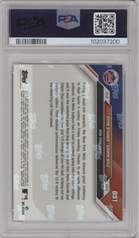 Ryne Stanek/Edwin Diaz from the 2024 Topps Now set featuring a Blue parallel graded by PSA and given an overall grade of 10.