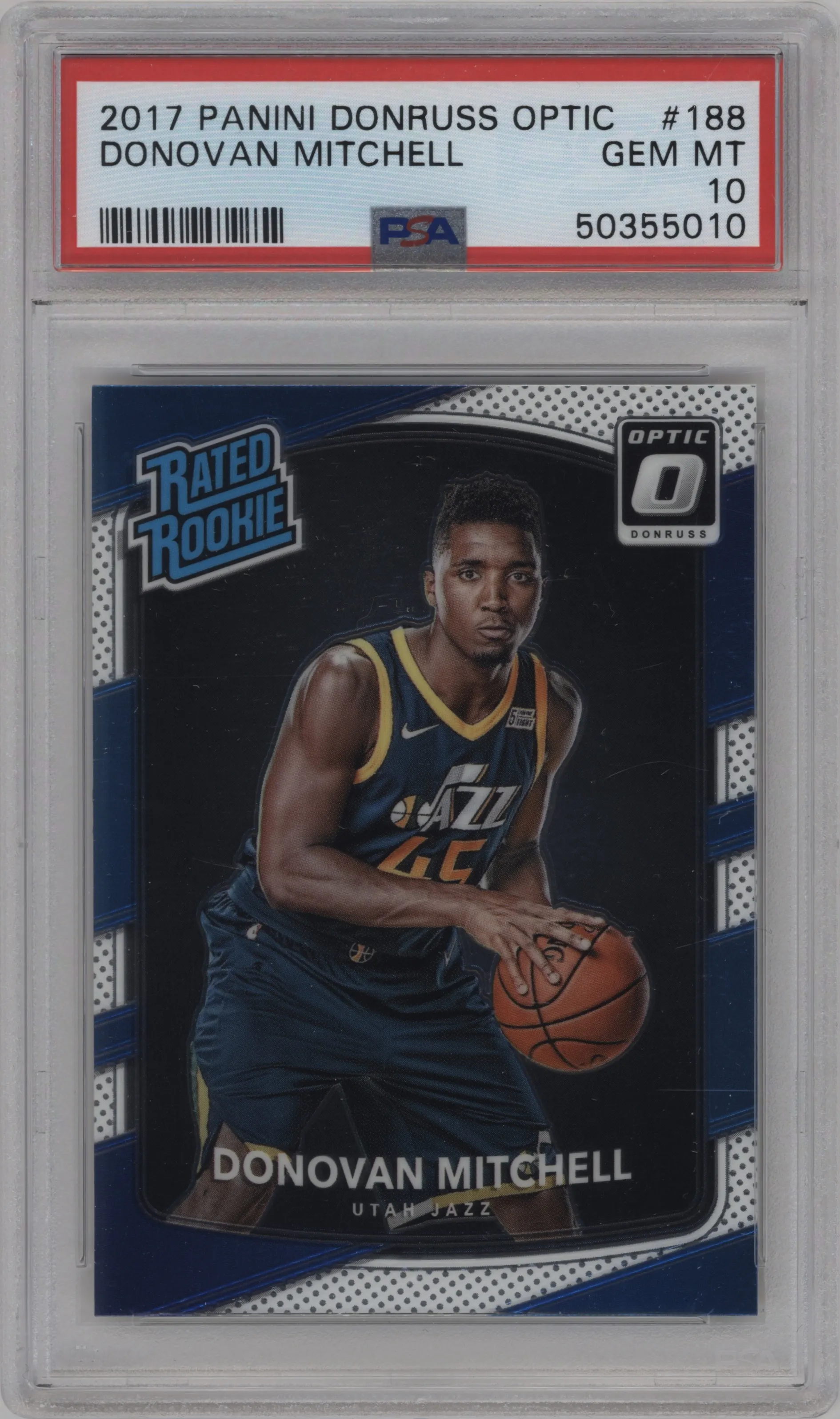 2017 Panini Donruss Optic Rated Rookie Donovan Mitchell PSA 10