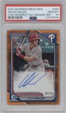 Aidan Miller from the 2024 Bowman Mega Box set featuring a Orange Mega Refractors parallel graded by PSA and given an overall grade of 10.