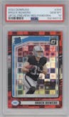 Brock Bowers from the 2024 Donruss set featuring a Red Pandora parallel graded by PSA and given an overall grade of 10.