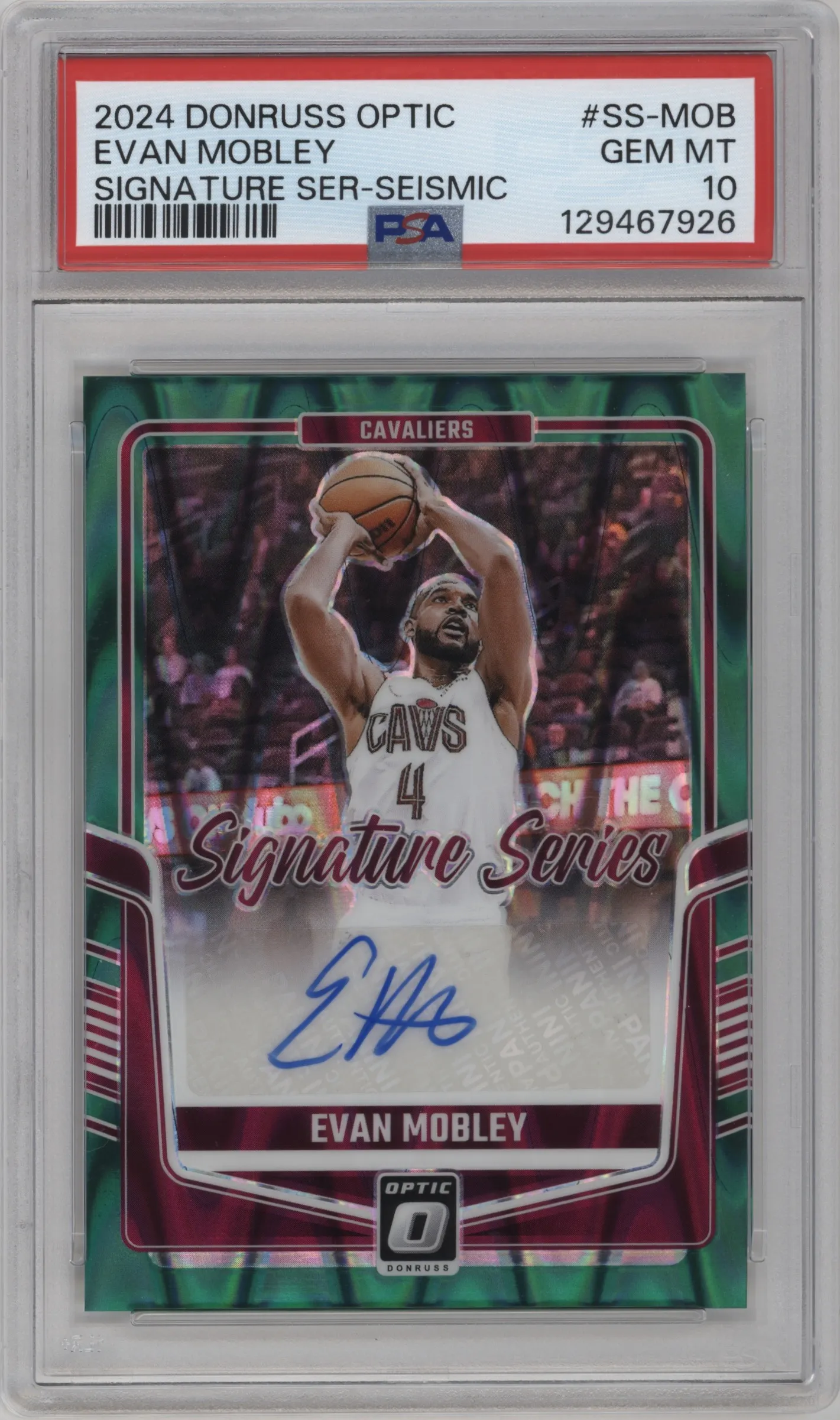 2024 Donruss Optic Sig.Series Evan Mobley Seismic #SS-MOB PSA 10