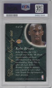 Kobe Bryant from the 1996-97 Flair Showcase  set graded by PSA and given an overall grade of 8.