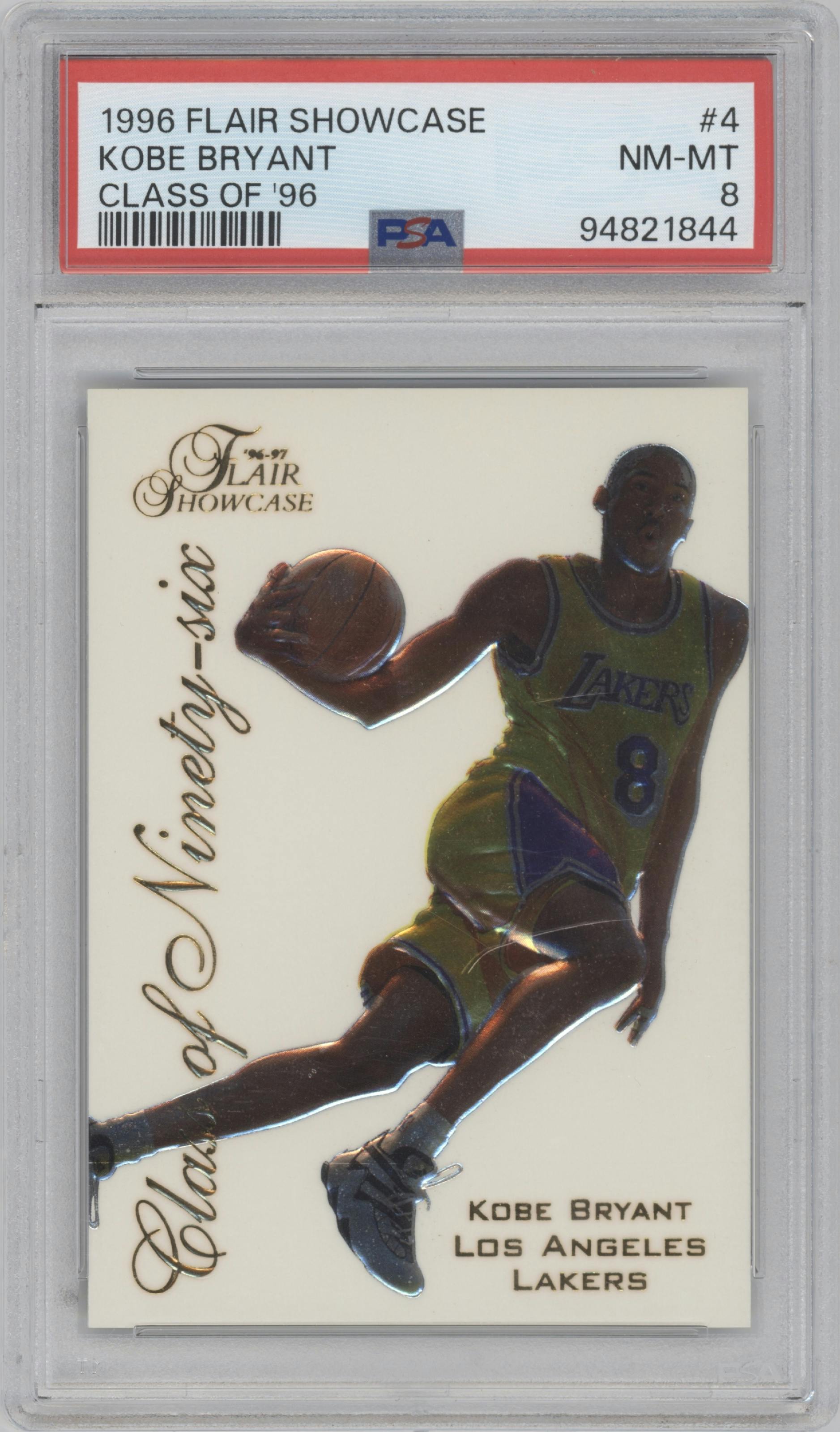 Kobe Bryant from the 1996-97 Flair Showcase  set graded by PSA and given an overall grade of 8.