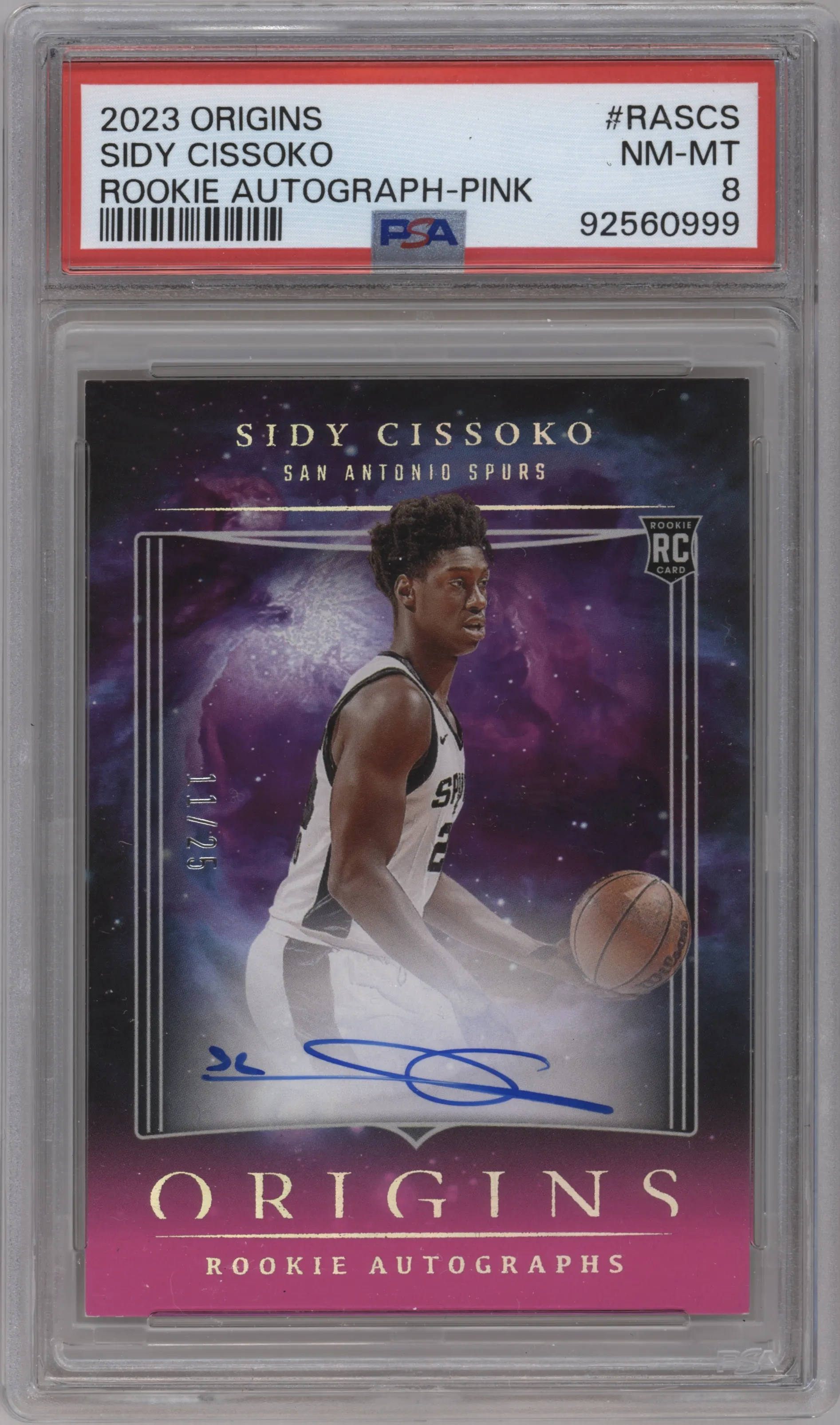 2023 Panini Origins Rke.Auto Sidy Cissoko Pink #RA-SCS PSA 8