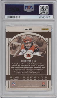 Joe Burrow from the 2020 Panini Chronicles set graded by PSA and given an overall grade of 10.